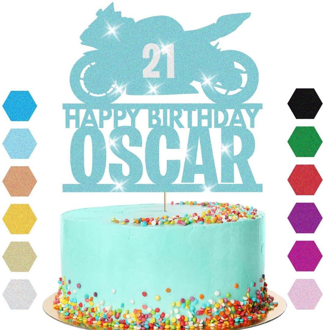 Motorbike Racing Cake Topper Personalised Boys Birthday Decoration Any Name Age