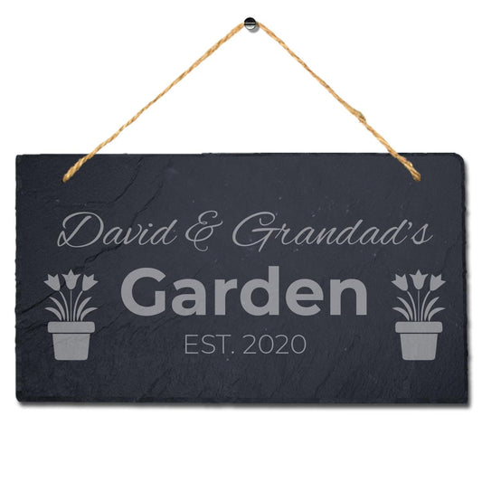 Personalised Slate Plaque Garden Sign Laser Engraved Stone