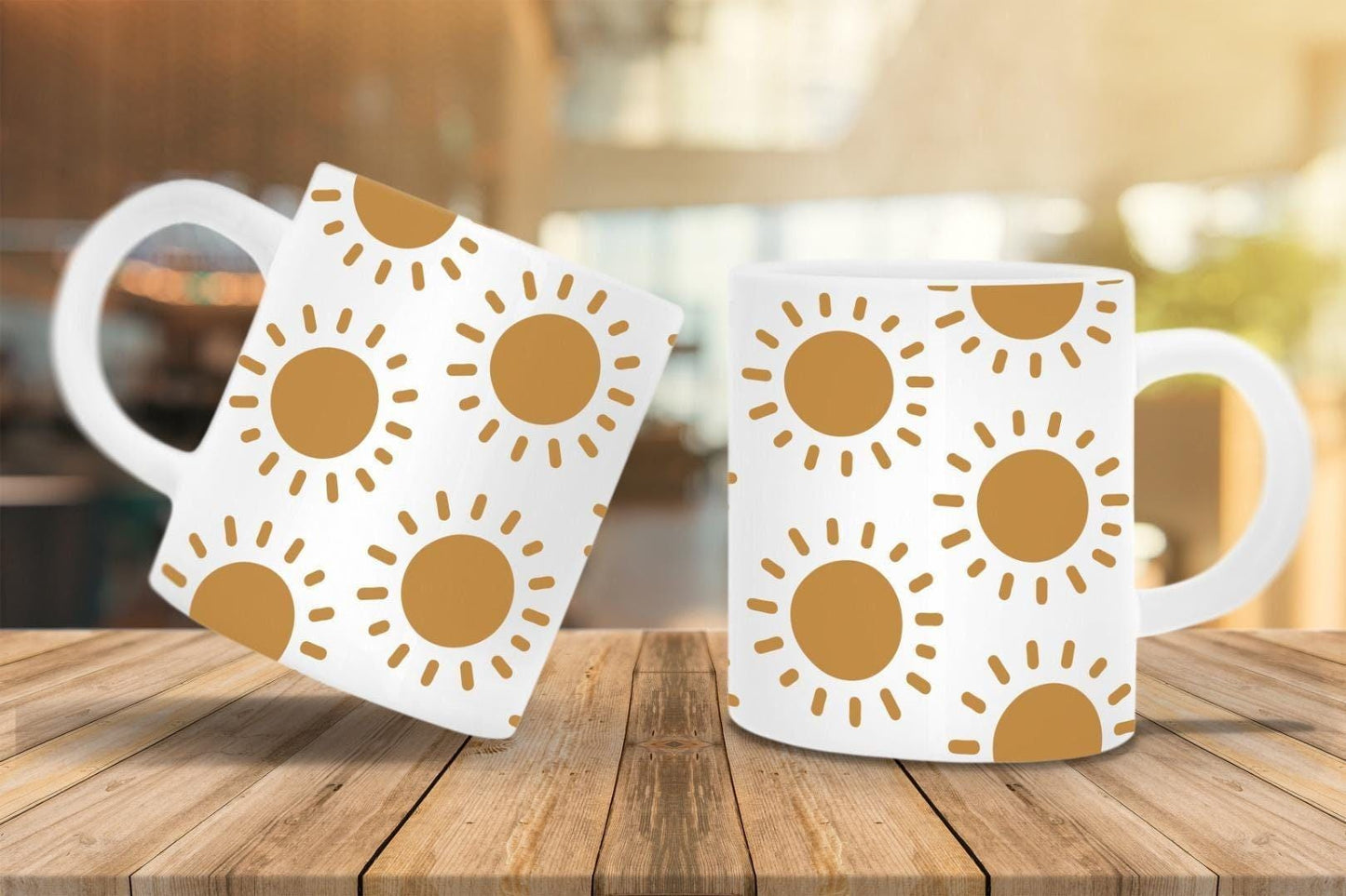 Sun Mug and Coaster Set: Sunrise Doodle Gift