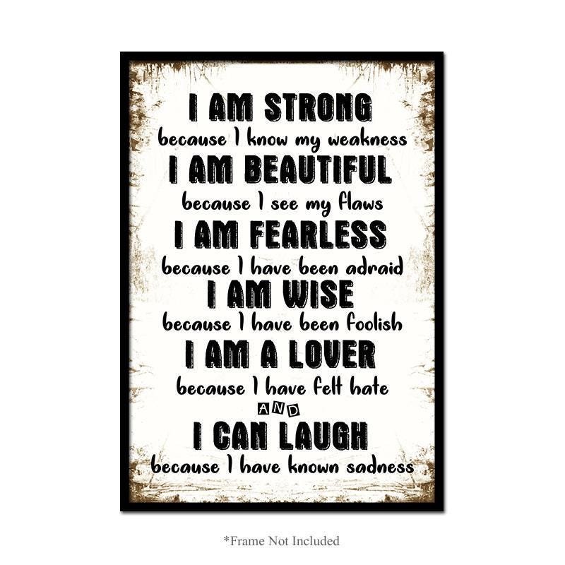 Strong Beautiful Fearless Wise Wall Poster Motivational Quotes Print Room Decor