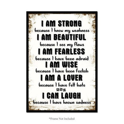 Strong Beautiful Fearless Wise Wall Poster Motivational Quotes Print Room Decor