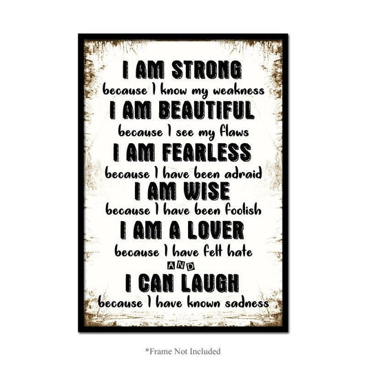 Strong Beautiful Fearless Wise Wall Poster Motivational Quotes Print Room Decor