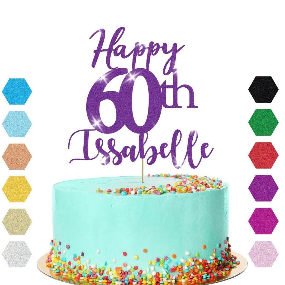 Personalised Name 60th Birthday Glitter Cake Topper Party Cake Decoration Gift