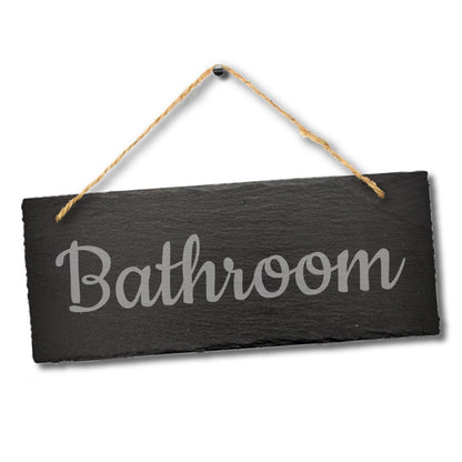Bathroom Engraved Hanging Slate Toilet Bath Home Restroom Door Plaque Sign