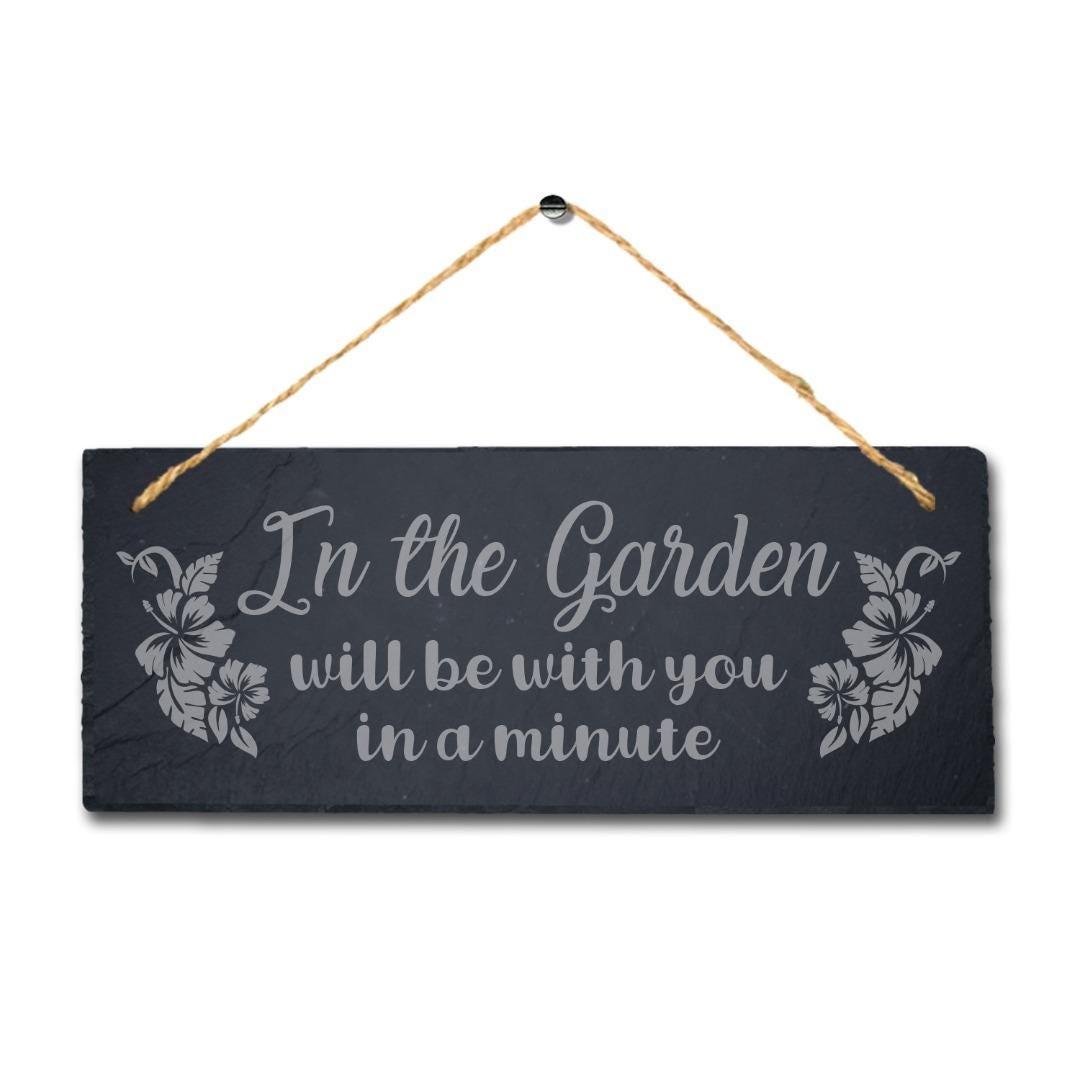 Engraved Slate Garden Plaque: 'In the Garden' Hanging Sign