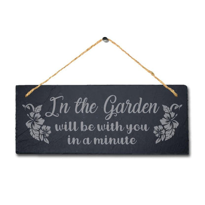 Engraved Slate Garden Plaque: 'In the Garden' Hanging Sign