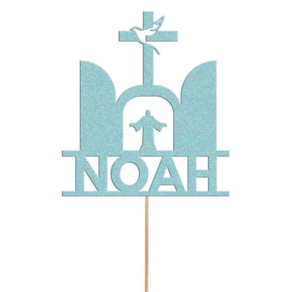 Personalised Glitter Confirmation Cake Topper: Dove & Cross Decoration