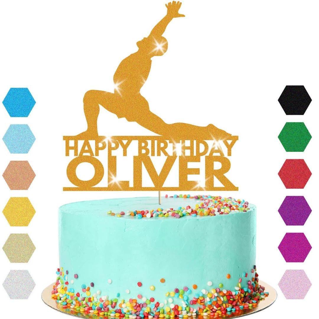 Yoga Cake Topper Personalised Man Adult Birthday Cake Decoration Any Name & Age