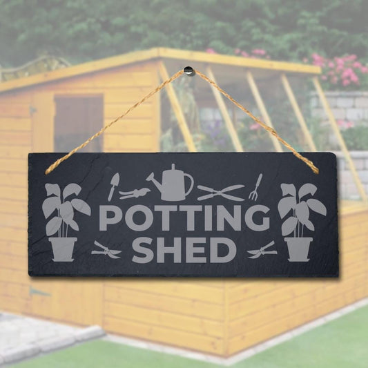 Potting Shed Laser Engraved Hanging Slate Garden Shed Home Decor Plaque Sign
