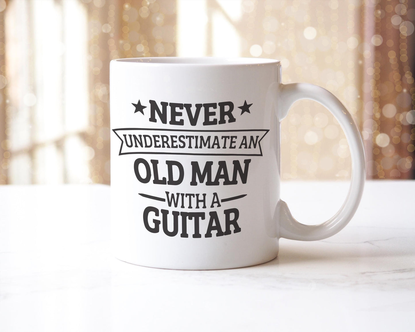 Funny Guitar Mug: Never Underestimate An Old Man - Novelty Coffee Cup