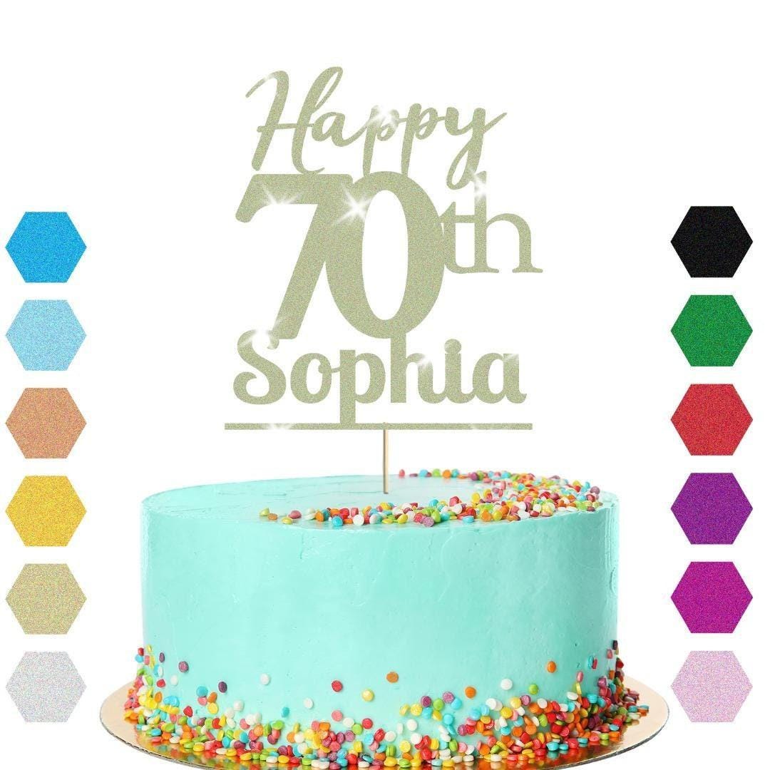 Personalised Name 70th Birthday Glitter Cake Topper Party Cake Decoration Gift