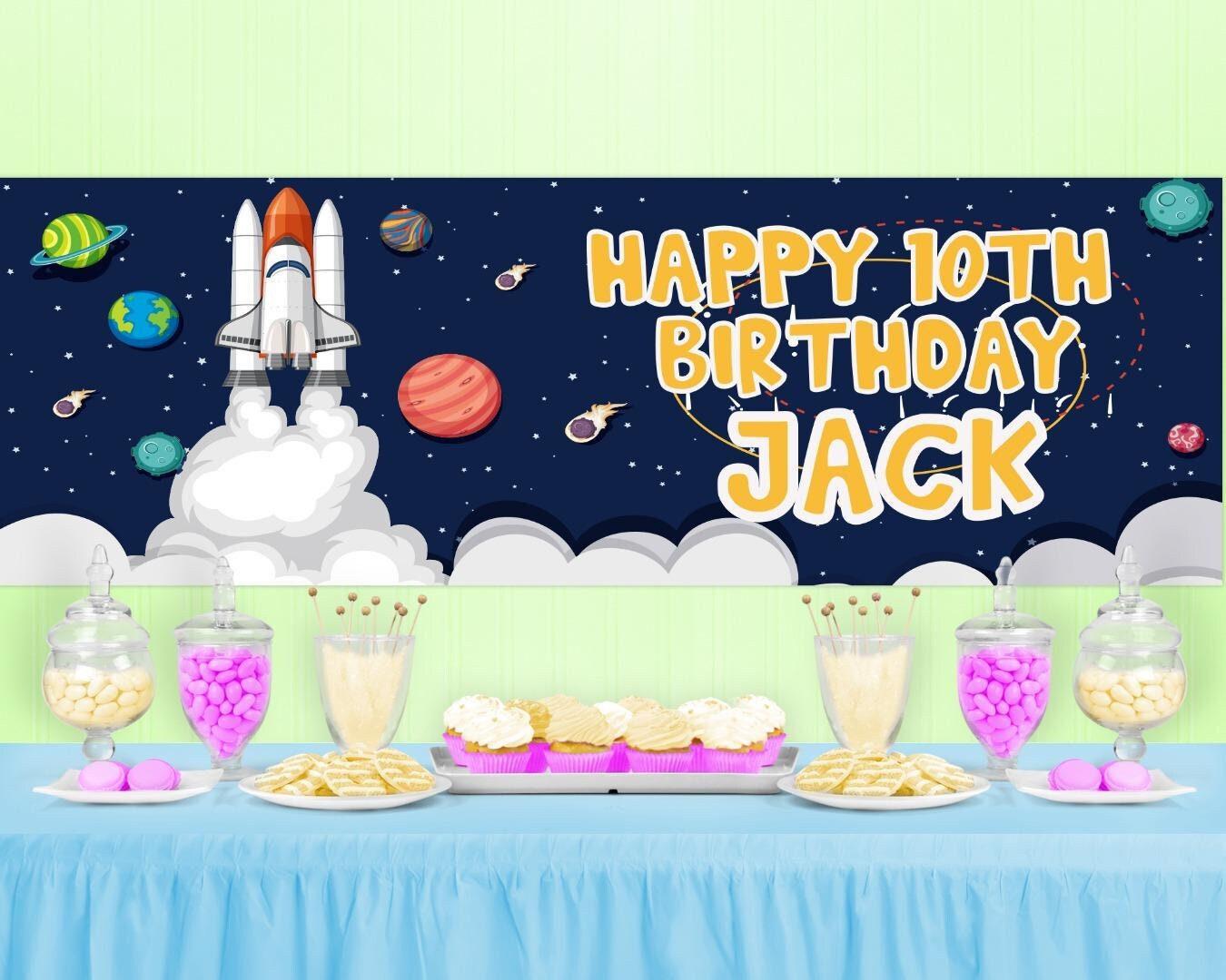Personalised Space Birthday Banner: Galactic Party Decoration, Set of 2