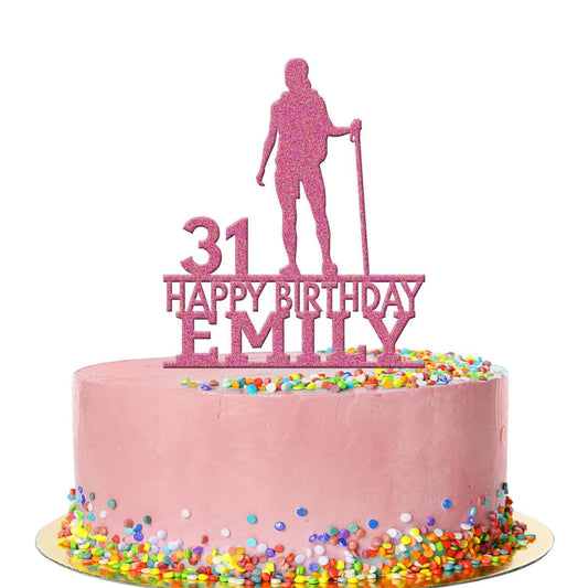 Personalised Acrylic Hiking Mountain Girls Birthday Cake Topper Decoration Gift