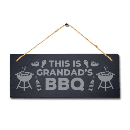 This Is Grandads Bbq Engraved Hanging Slate Chicken Grilled Party Plaque Sign