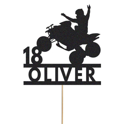 Personalised Quad Bike Glitter Cake Topper: ATV Birthday Decoration