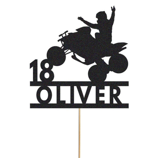 Personalised Quad Bike Glitter Cake Topper: ATV Birthday Decoration