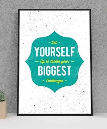 Set Yourself Up To Tackle Inspirational Positive Quote Picture Poster Print