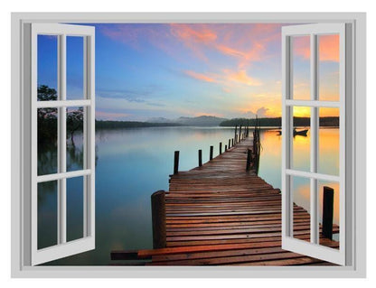 Seaport Pier 3D Wall Decal: Ocean View Mural (45x60cm)