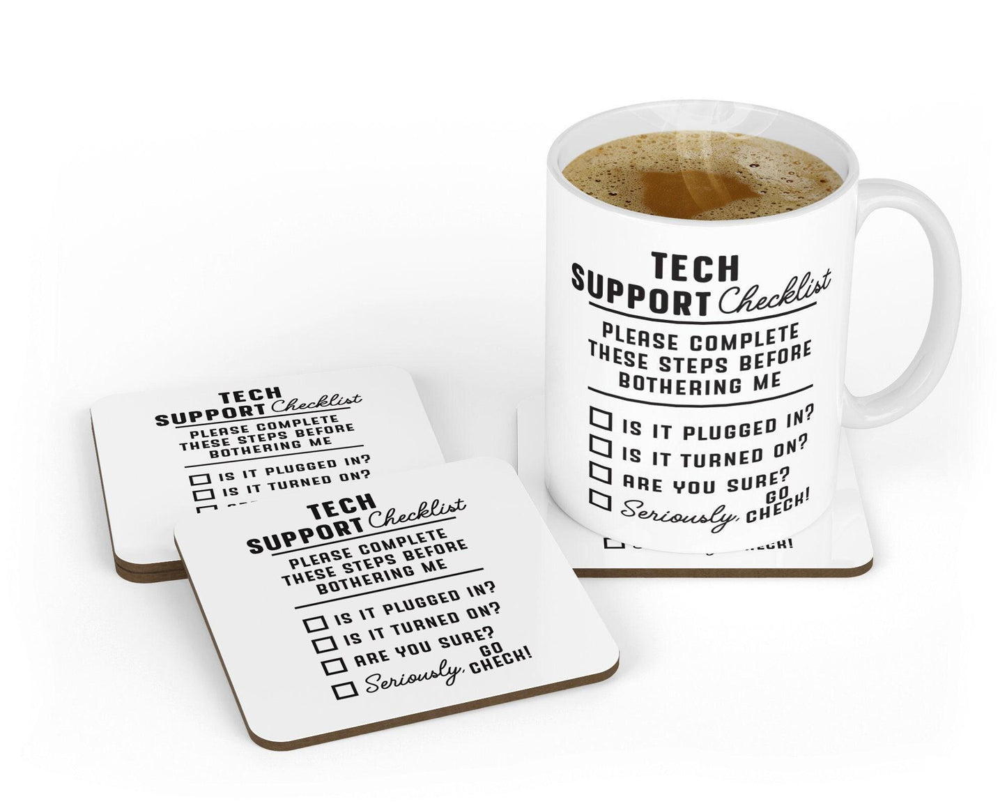 Tech Support Checklist Mug: Funny IT Helpdesk Gift