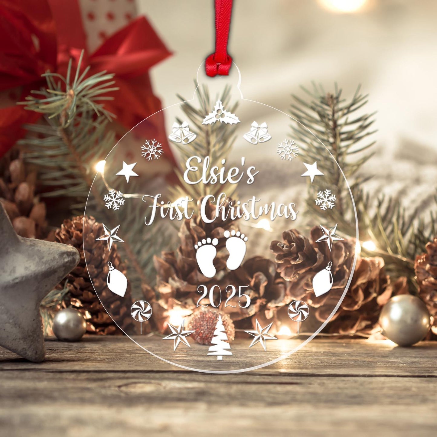 Personalised Babys First Christmas Bauble 1st Xmas Hanging Tree Decoration Gift