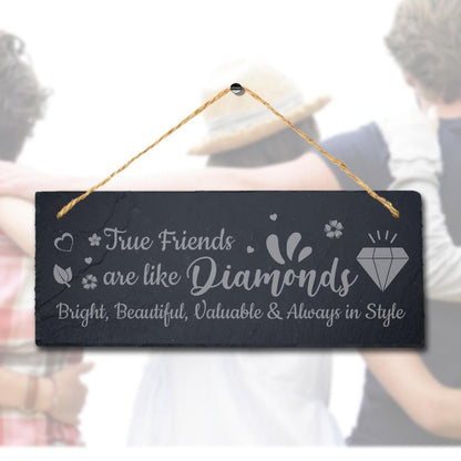 Friendship Gift: Engraved Slate Plaque with Jute Rope