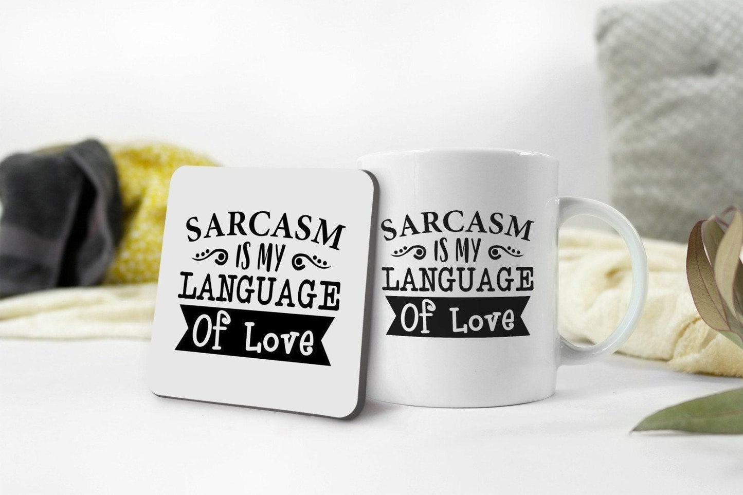 Sarcasm Language of Love Mug & Coaster Set
