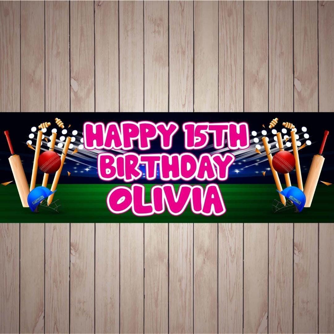 2x Personalised Cricket Birthday Banner: Batsmen Party Decoration