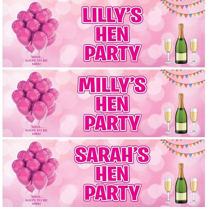 2 Personalised Champagne Drink Hen Party Celebration Banners Decoration Posters