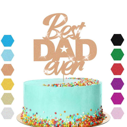 Best Dad Ever Fathers Day Cake Topper Dad Daddy Party Glitter Cake Decoration