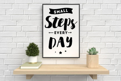 Small Steps Every Day Inspirational Positive Quote Picture Poster Print Wall Art