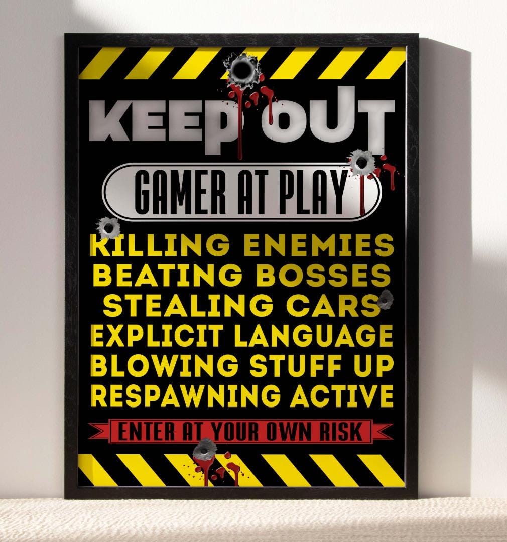 Keep Out Gamer At Play Funny Thoughts Quotes Poster Print Wall Art