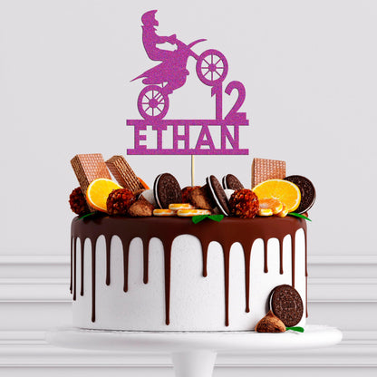 Motorbike Cake Topper Personalised Biker Birthday Cake Decoration Any Name & Age