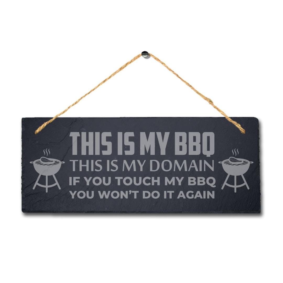 This Is My Bbq Domain Engraved Hanging Slate Chicken Grilled Party Plaque Sign