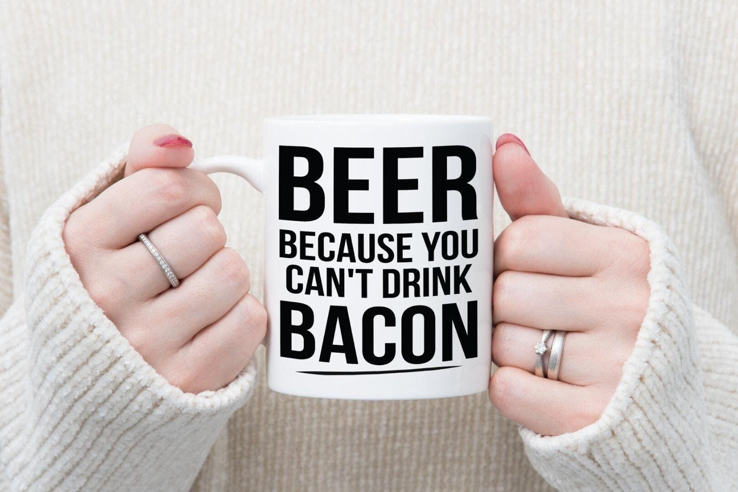 Beer Mug & Coaster Set Because You Cant Drink Bacon Funny Birthday Coffee Gift