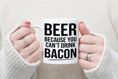 Beer Mug & Coaster Set Because You Cant Drink Bacon Funny Birthday Coffee Gift