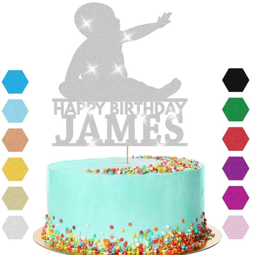 Newborn Baby Cake Topper Personalised Boy Girl Birthday Cake Decoration Any Name & Age