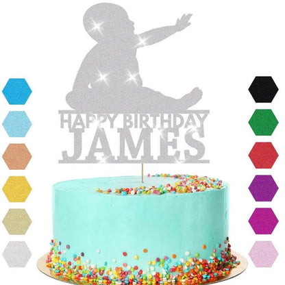 Newborn Baby Cake Topper Personalised Boy Girl Birthday Cake Decoration Any Name & Age
