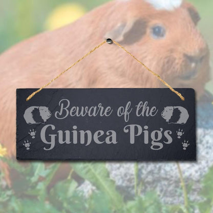 Beware Of The Guinea Pigs Engraved Hanging Slate Pig Cote Pigsties Plaque Sign