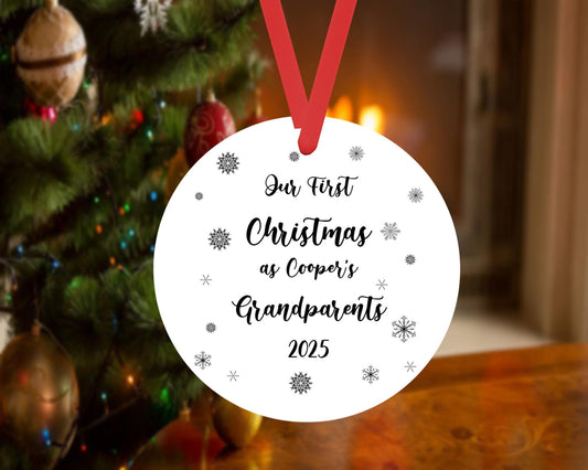 First Christmas As Grandparents Bauble Xmas Personalised Ceramic Ornament Gift