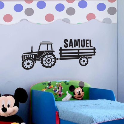 Personalised Tractor Name Wall Sticker, Boys Bedroom Farm Kids Vinyl Adhesive Decal  Custom Nursery
