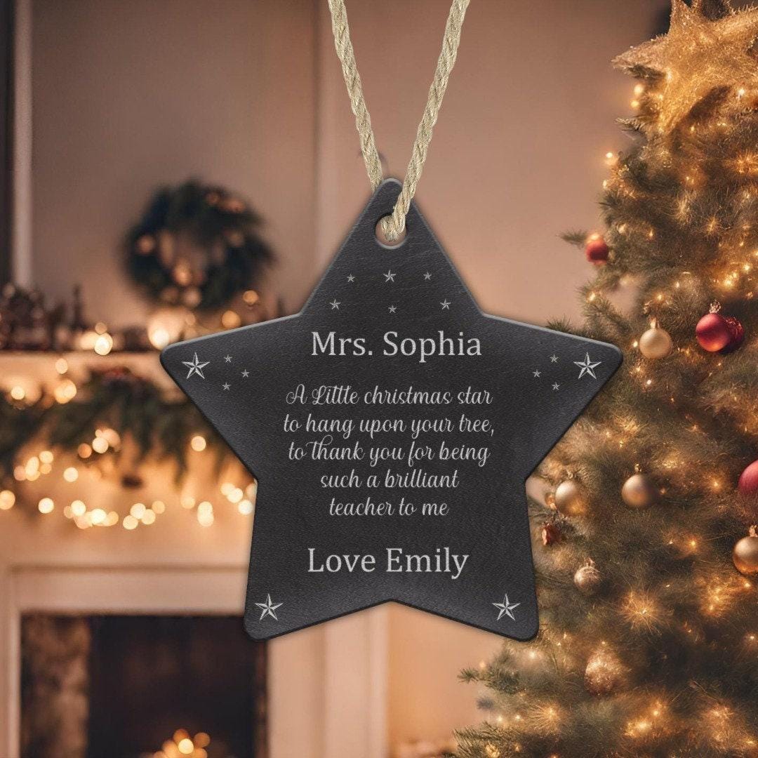 Personalised Teacher Christmas Bauble: Acrylic Star Xmas Tree Decor