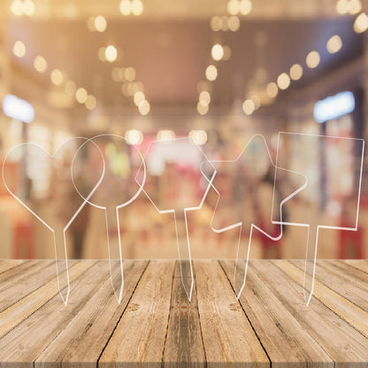 Acrylic 100mm Clear Birthday Paddle Cake Topper Round Star Hexagon Square Heart Shapes