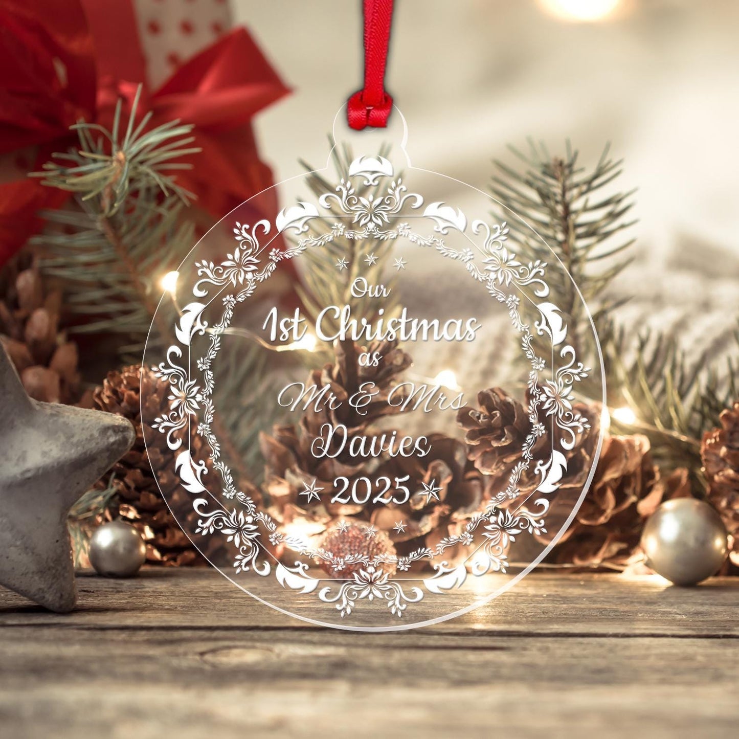 Personalised First Christmas Mr And Mrs Bauble 1st Xmas Married Decoration Gift