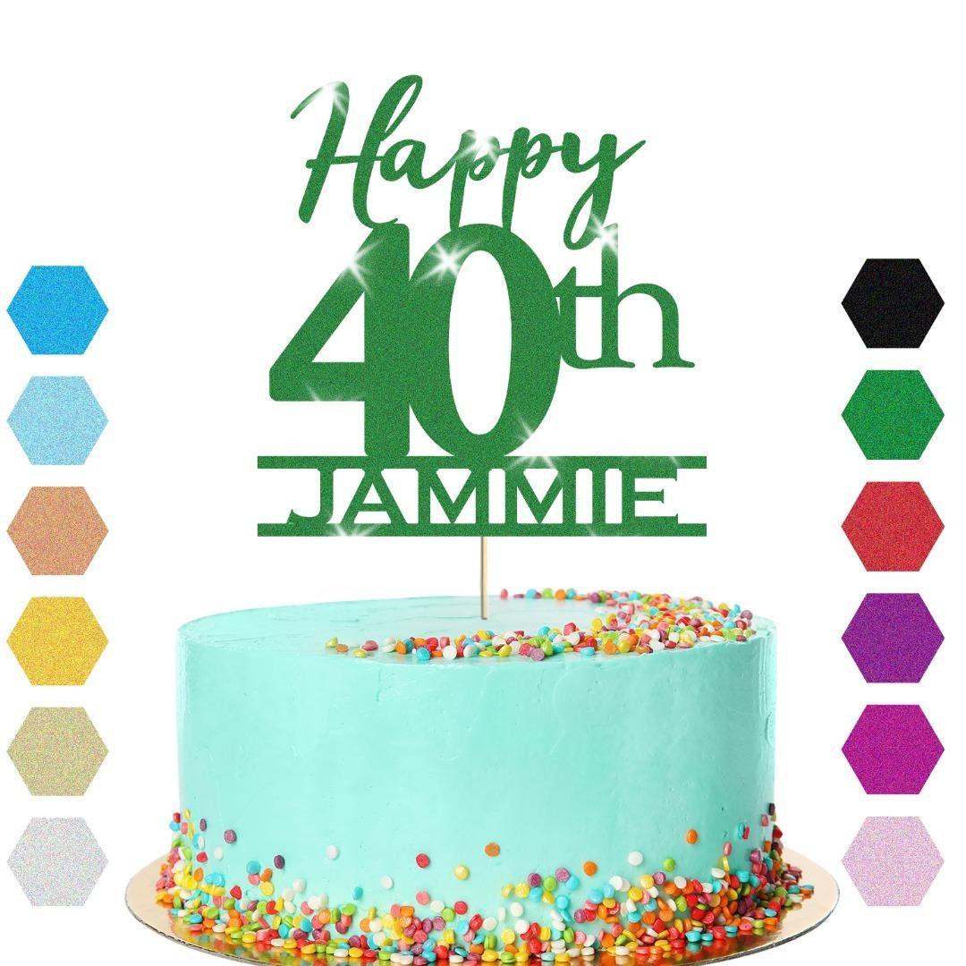 Personalised Name 40th Birthday Glitter Cake Topper Party Cake Decoration Gift