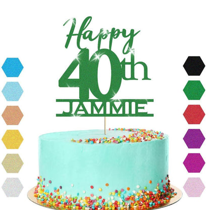 Personalised Name 40th Birthday Glitter Cake Topper Party Cake Decoration Gift