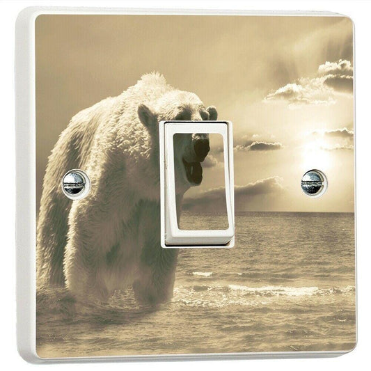 Polar Bear Arctic Landscape Light Switch Sticker Cover Vinyl Skin Wall Decal