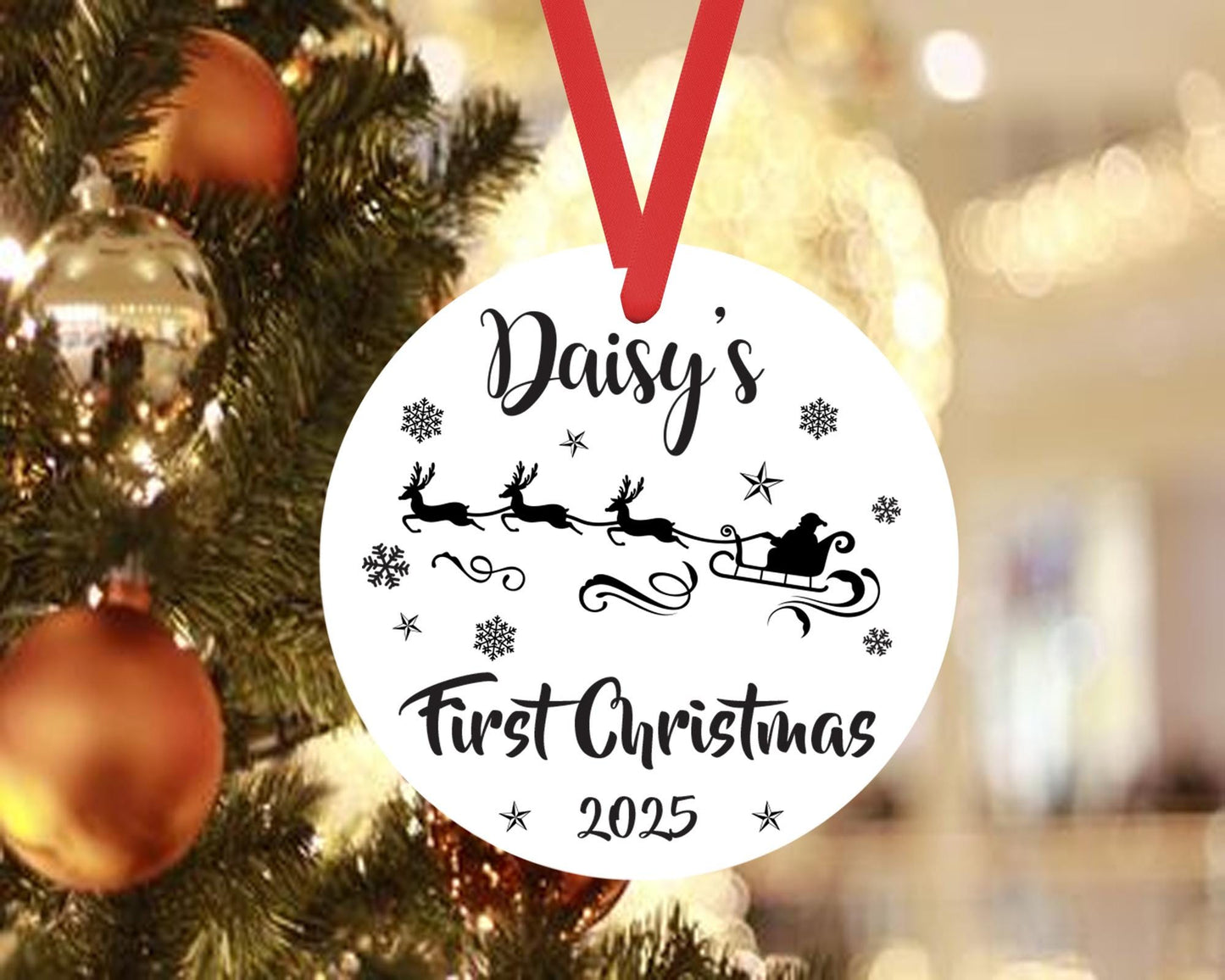 Personalised Babys First Christmas Bauble Santa 1st Xmas Ornament Keepsake Gift