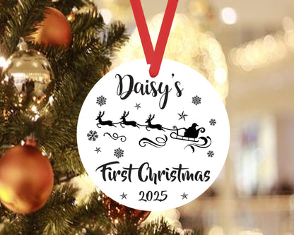 Personalised Babys First Christmas Bauble Santa 1st Xmas Ornament Keepsake Gift
