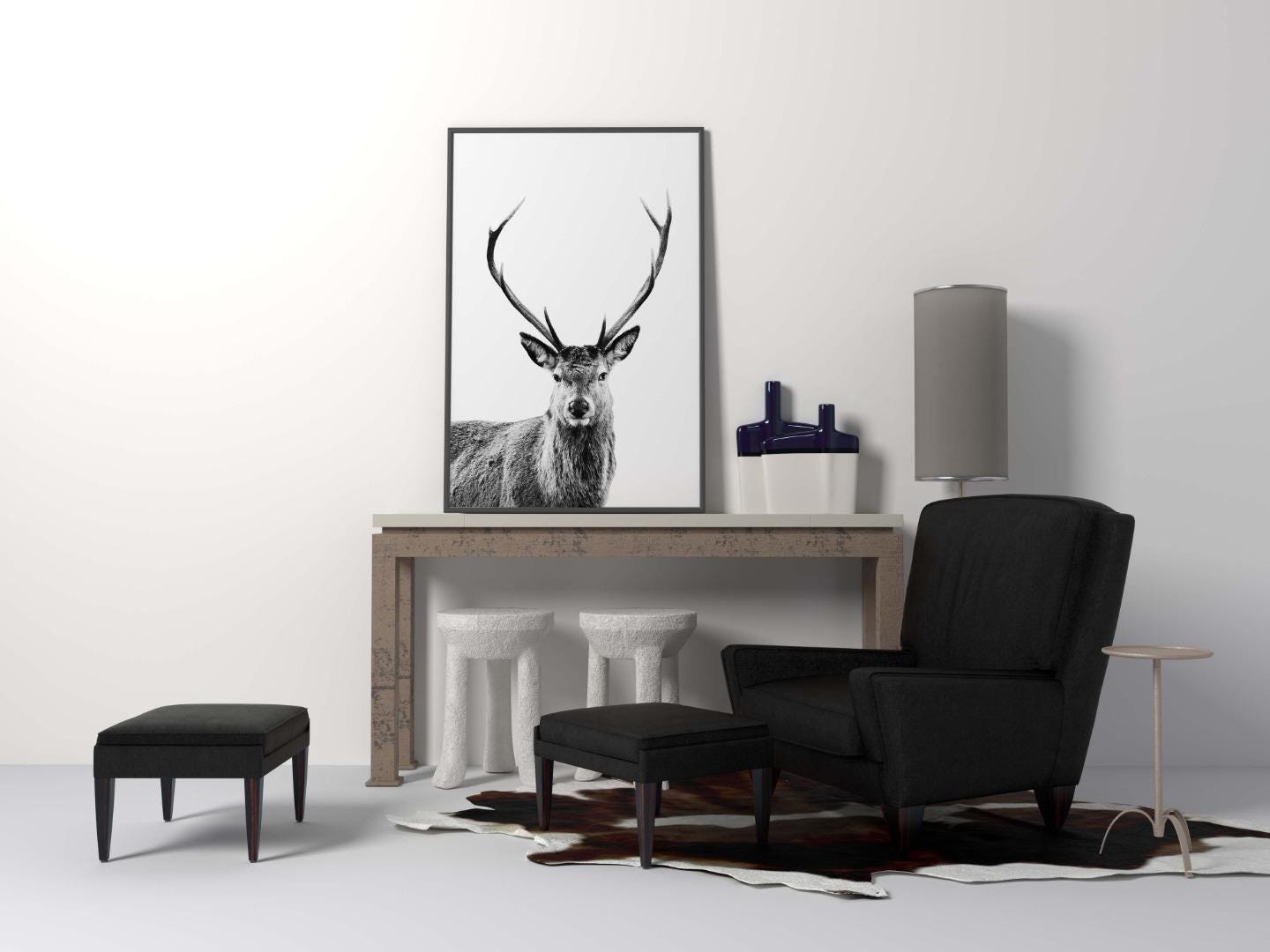 Deer Kids Bedroom Woodland Forest Animal Wall Art Home Room Decor Print Poster