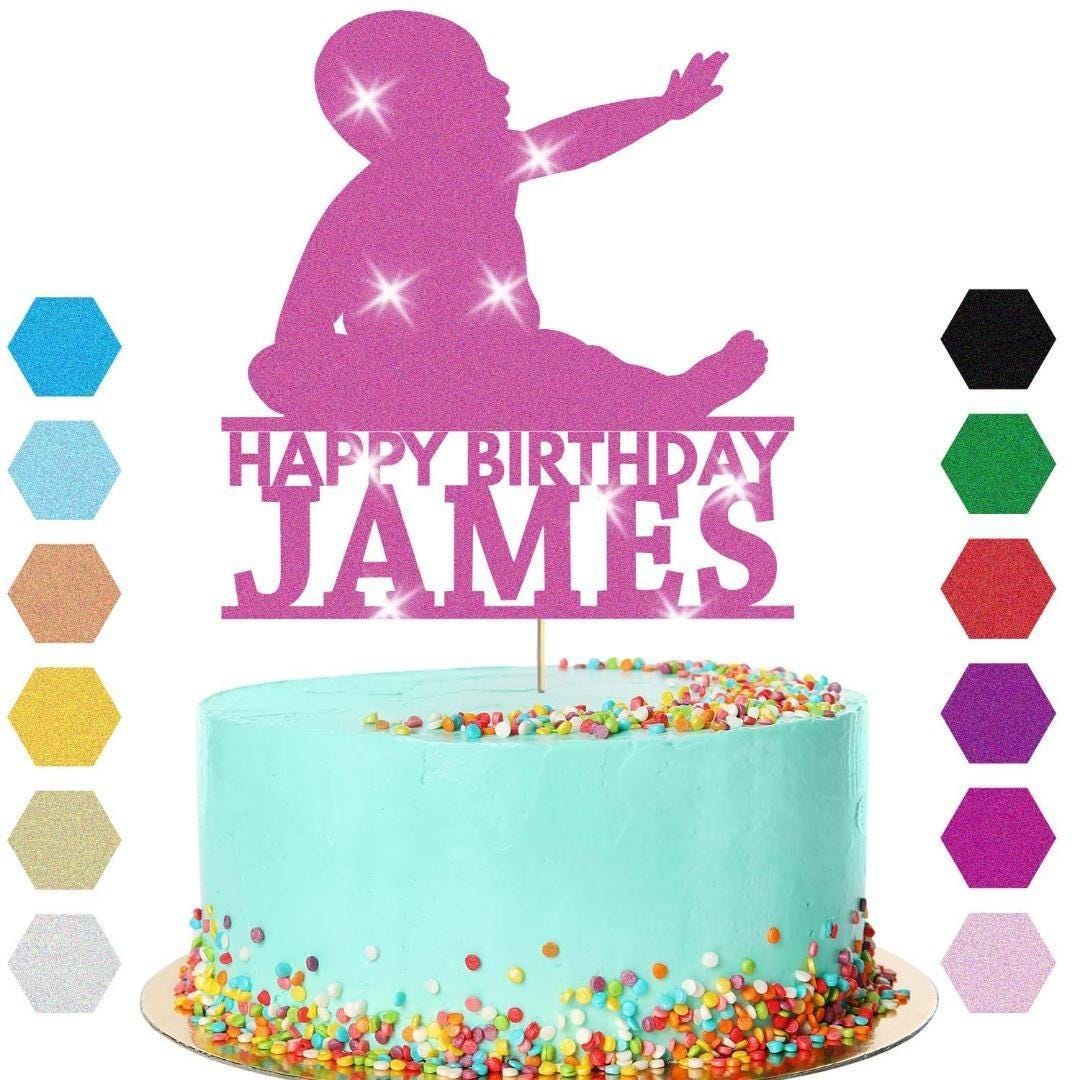 Newborn Baby Cake Topper Personalised Boy Girl Birthday Cake Decoration Any Name & Age
